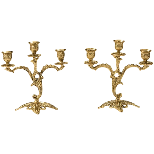 Virtus Antique Pair of Candelabras 3 Bicos 4070 - Gold