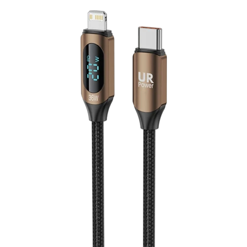 UR Power USB-C To lightning U36WCR - 1 Meter Length - Delivers Power Up to 36W - High-Speed Data Transfer Up to 480 Mbps - Durable Build - Brown