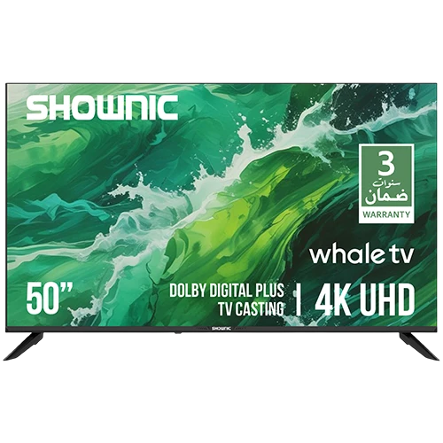 Shownic Smart Television TS-50AUHWD - 50 Inch 4K UHD Display - Whale TV 3 OS - Dolby Digital Plus - Multi Screen - Comprehensive Connectivity - Black