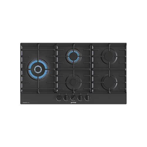 Gorenje Built in Gas Hob 90 cm GW951MB - BigSurface Design - Cast Iron ProGrids - Powerful Wok Burner - 5 Burners - Black