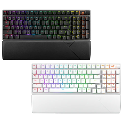 Asus ROG Strix Scope II 96 Wireless Mechanical Gaming Arabic Layout Keyboard - 96% - ROG NX Snow/Storm - Tri-mode Connectivity - Hot-swappable Switches