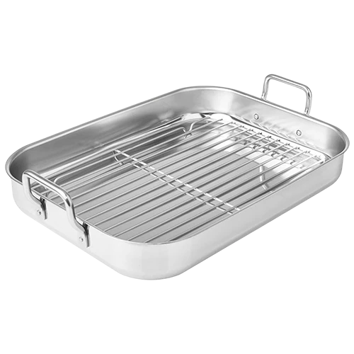 Silampos Sado Stainless Steel Tray with Handles and Griddle 27x27x5,4 cm - Silver