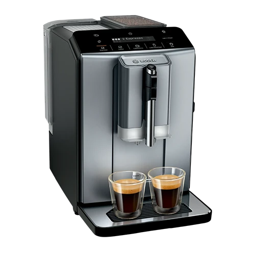 Bosch Series 2 Fully Automatic Coffee Machine VeroCafe TIE20504 - 15 Bar Pump - 1.4 Liter -AromaMax System - OneTouch Function - Diamond Titanium Metallic