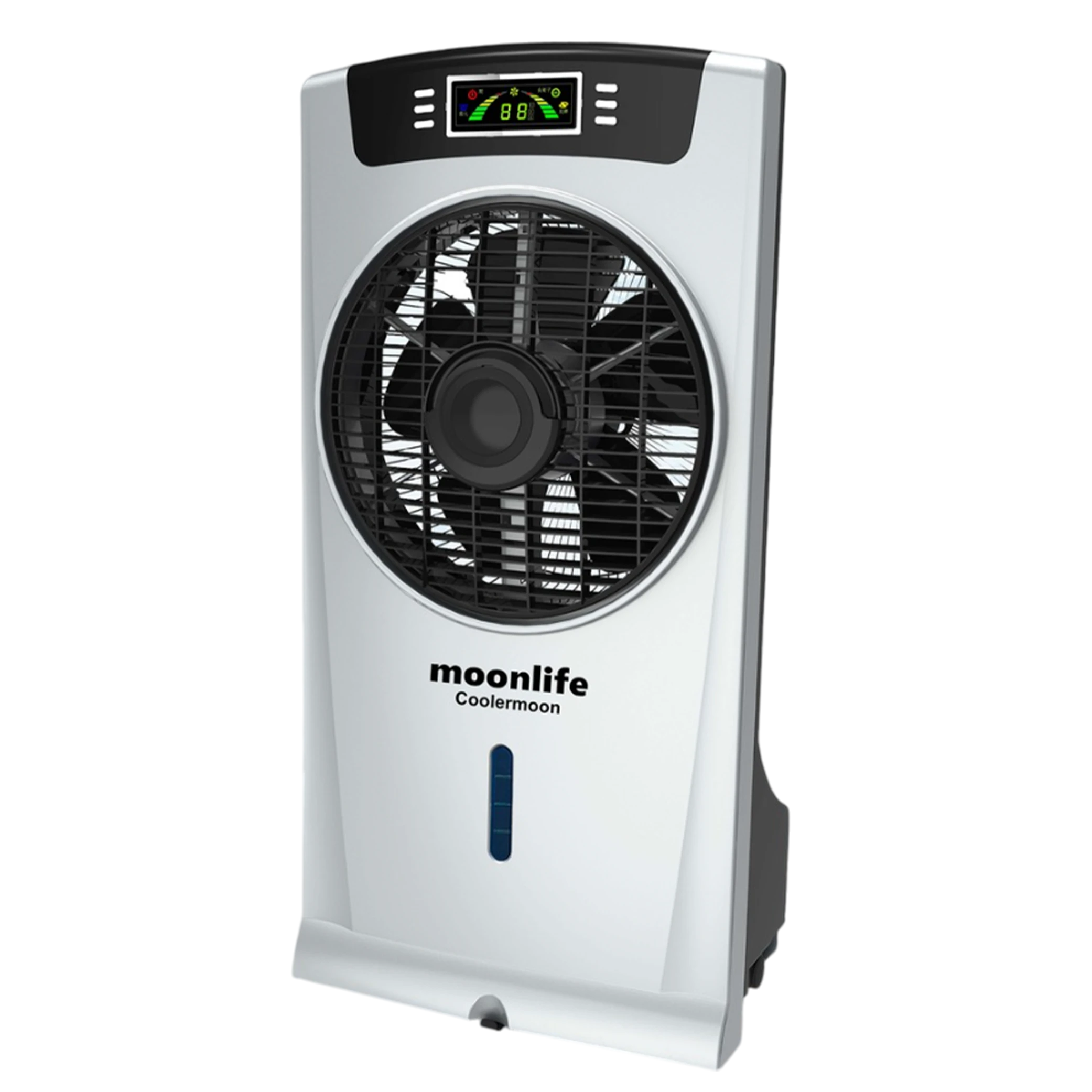 Moonlife MF017 CoolerMoon Misting Fan - 2L Water Tank - Airflow and Mist Technology - Adjustable Speeds - Silver