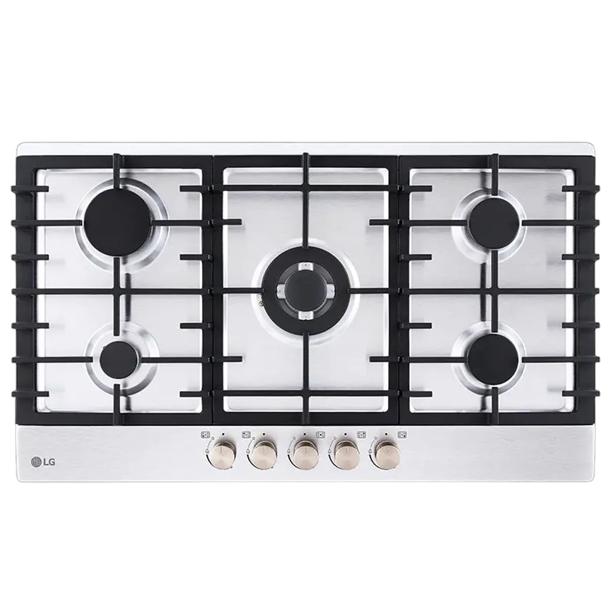 LG Built-In Gas Hob 90cm CG5Z3626S - 5 Versatile Gas Burners - Flame Failure Safety System - Automatic Ignition - Heavy-Duty Cast Iron Supports - Stainless Steel Surface - Silver