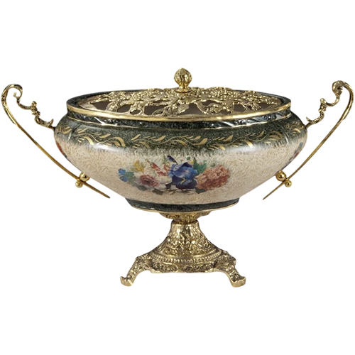 Virtus Antique Flower Vase Porcelain 3002B - Green / Yellow