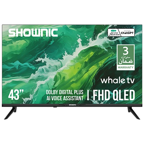 Shownic Smart QLED FHD Smart Television TS-43AFHWQ - 43 Inch QLED Display - Smart Whale TV Ecosystem - Immersive Audio - Built-In Satellite - Black