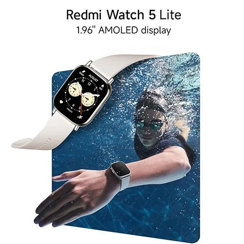 Redmi Watch 5 Lite - 1.96 Inch AMOLED -  Up to 18 Days Battery - Dual Mic - Water Resistance - Heart Rate Sensor