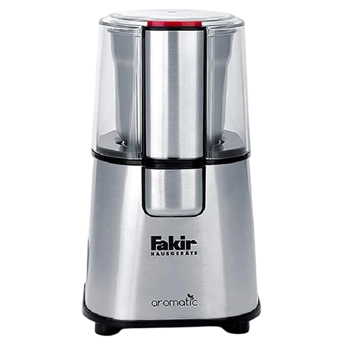 Fakir Aromatic Coffee and Spice Grinder - 60g Capacity -220W - Non-Slip Base - Safety Mechanism - Transparent Lid - Silver