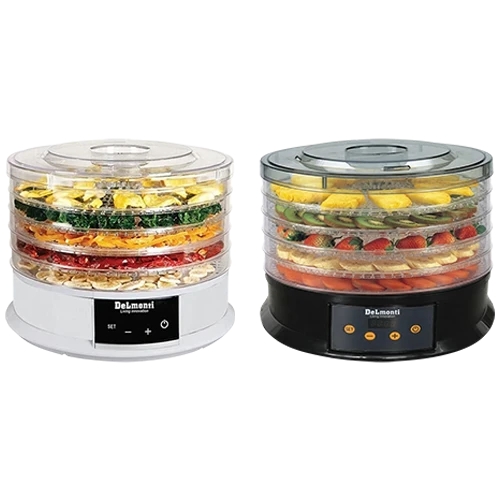 Delmonti Fruit Dryer DL195W - 360° Rotating Function - 5 Layer Capacity - Digital Control Panel - Adjustable Thermostat - 350W Power Output