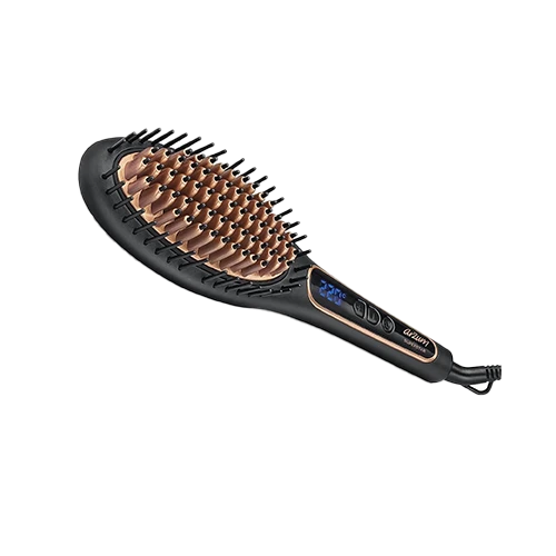 Arzum Superstar Hair Straightening Brush - Ceramic Coated Plates - Ion Technology - Adjustable Heat - Auto Shut-Off - Black