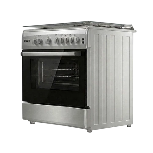 Shownic Gas Cooker KCL-965GLX8 - Size 90 cm - 5 Torbo Burners - Automatic Ignition - Mechanical Timer - Silver