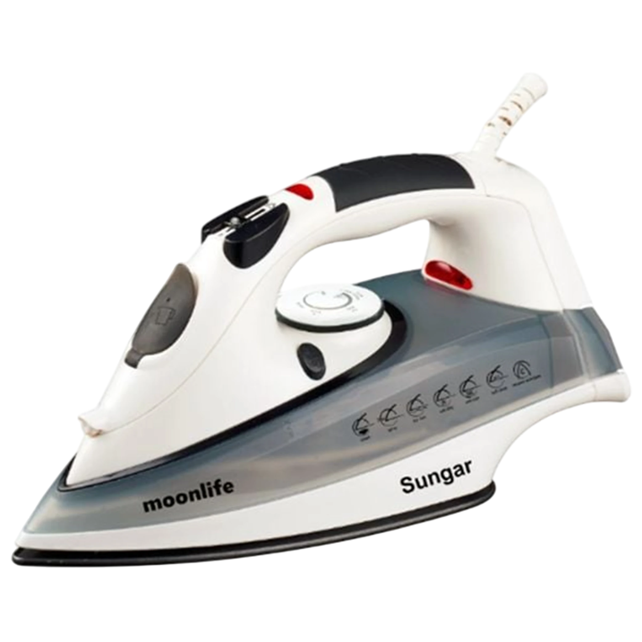 Moonlife Sungar Ceramic Steam Iron MF904 - 2200W Power - Vertical Steam - Self-Cleaning & Anti-Drip - Black & White