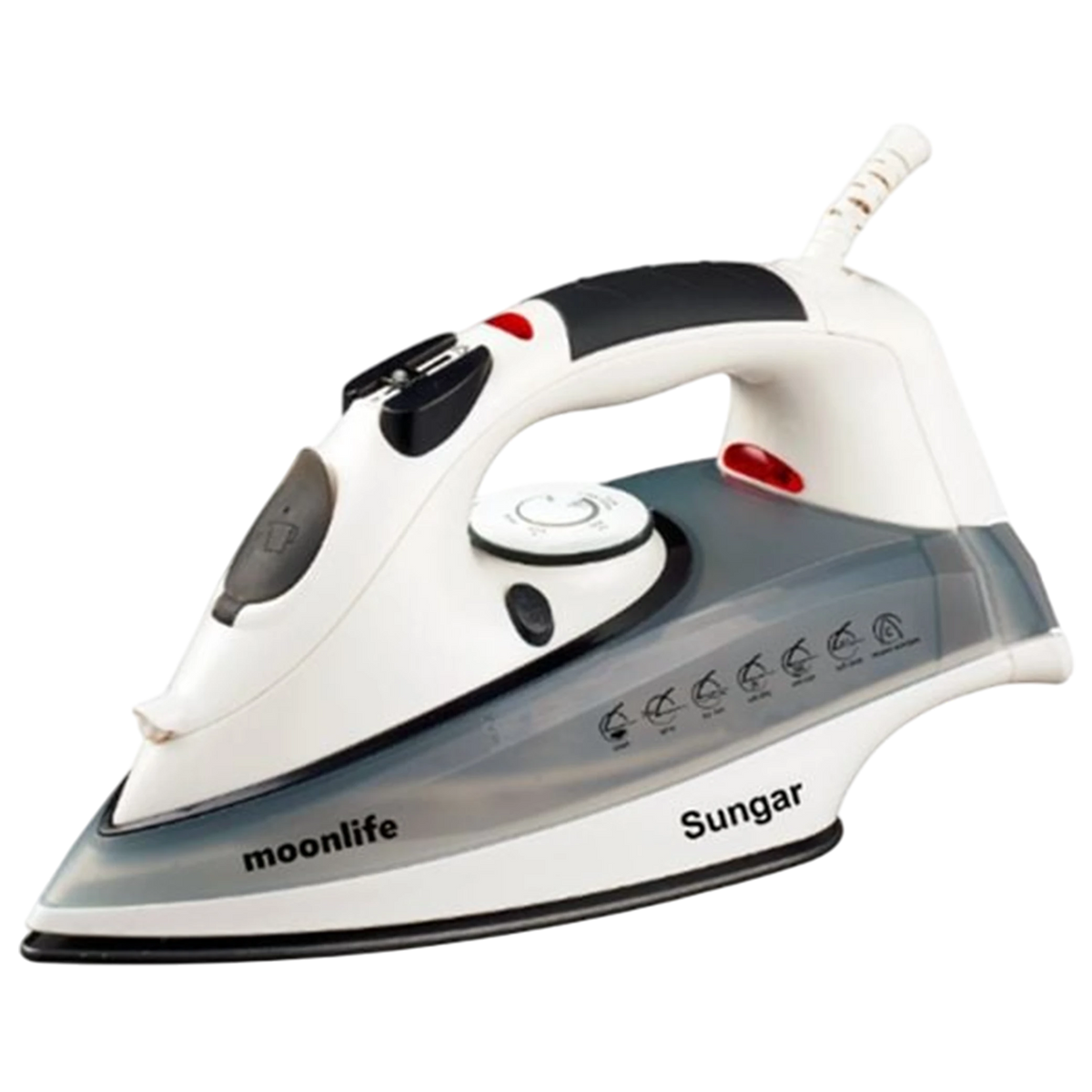 Moonlife Sungar Ceramic Steam Iron MF904 - 2200W Power - Vertical Steam - Self-Cleaning & Anti-Drip - Black & White