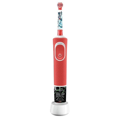 Oral-B Kids Electric Toothbrush D100.413.2K - Star Wars Edition - Rechargeable - Extra-Soft Bristles - Built-in Two-Minute Timer - Disney Magic Timer App Compatible - Red