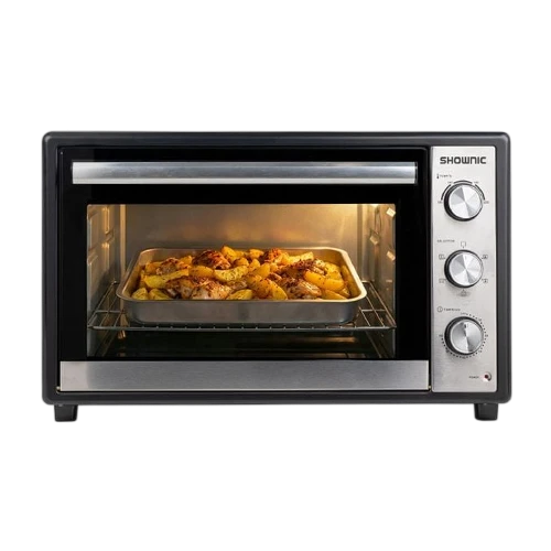 Shownic Electric Oven - Spacious Capacity - Double Glass Door - Dual Heating Elements -Matte Black