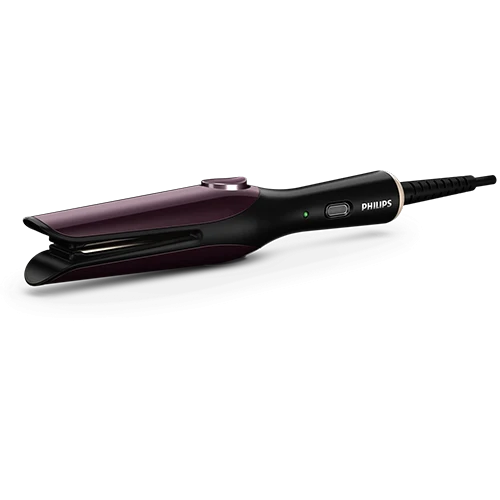 Philips BHH777/03 Easy Natural Curler – Tulip-Shaped Design – One-Touch Automatic Clip – 200°C Professional Temperature – Ceramic Coated Plates - Black / Purple