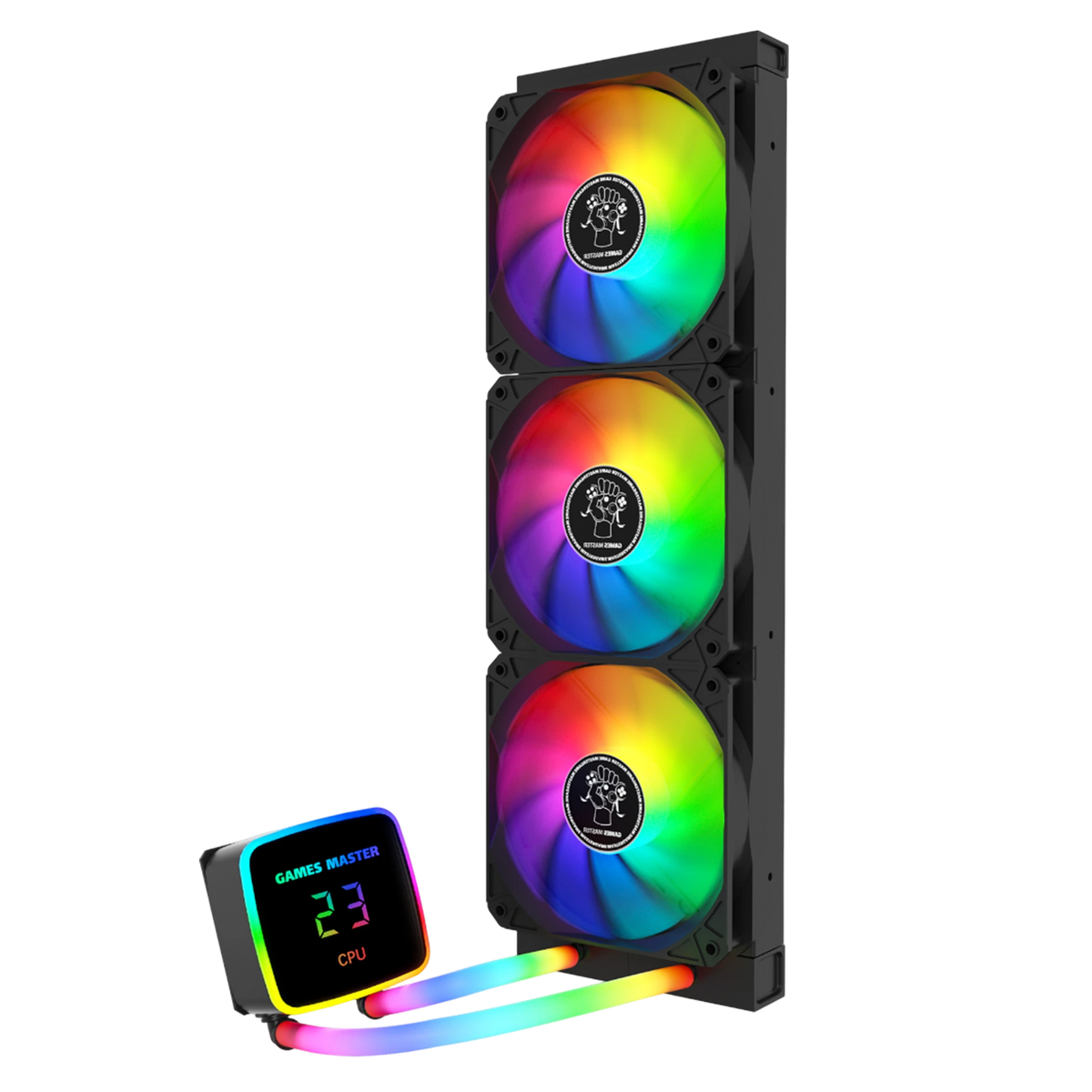 Games Master LZ360 Plus Liquid Cooler - 360mm Radiator - RGB Lighting - 3 Fans - Intel & AMD Socket Support - Black