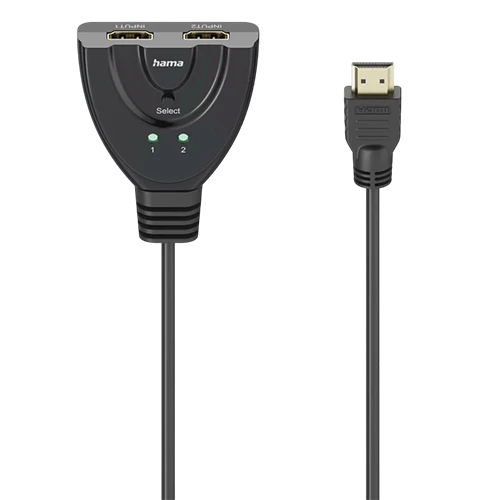 Hama 4K HDMI 2x1 Toggle Switch 205323 - 2x HDMI Socket - 1x HDMI Plug - 4K Ultra-HD Resolution - 60Hz Refresh Rate - Black