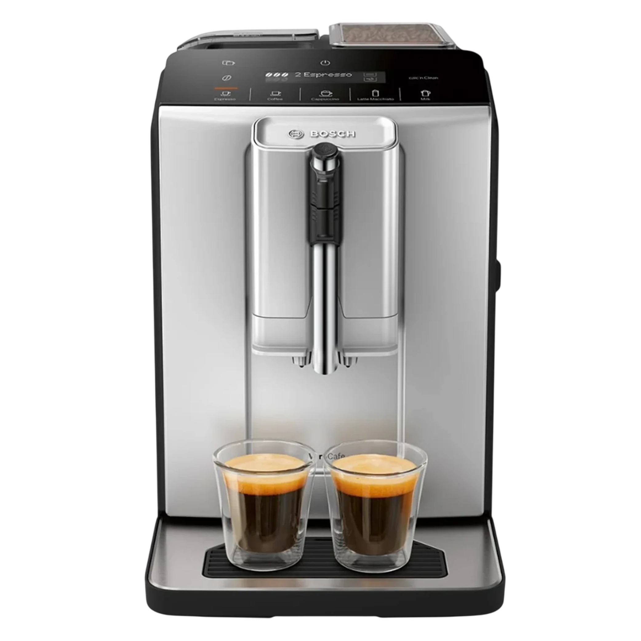Bosch Series 2 Fully Automatic Coffee Machine VeroCafe TIE20301 - 1.4 L Capacity - Integrated Milk Frother - 250g Bean Container- Silk Silver