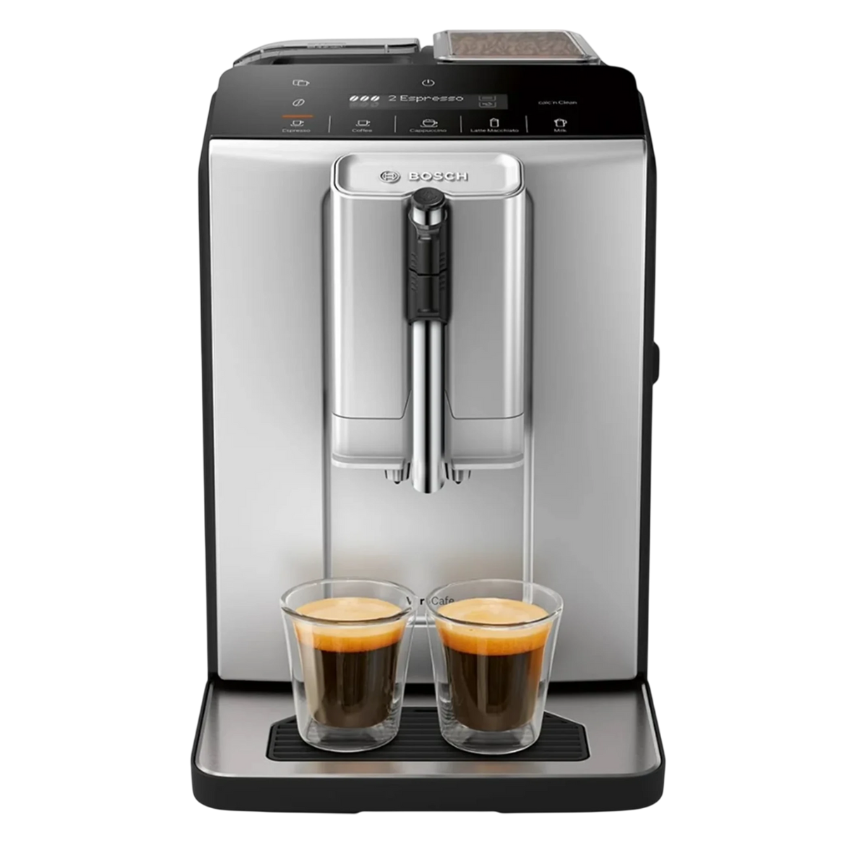 Bosch Series 2 Fully Automatic Coffee Machine VeroCafe TIE20301 - 1.4 L Capacity - Integrated Milk Frother - 250g Bean Container- Silk Silver