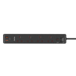 Hama 4-Way UK Socket with Dual USB-A - 12W USB Output - 3m Cable - White