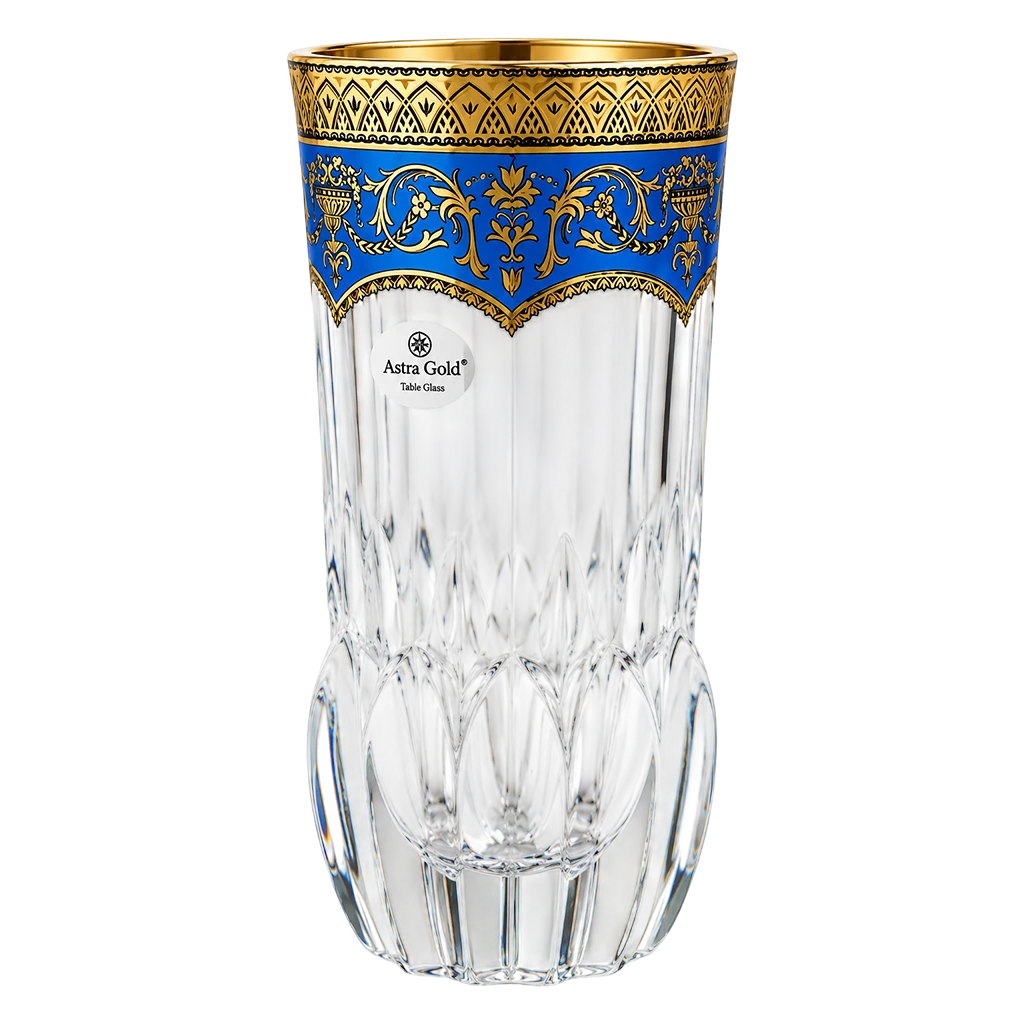 Astra Gold Crysta Adagio Water Glasses 0.4 L 6 Pieces Flora’s Empire Golden Blue Decor