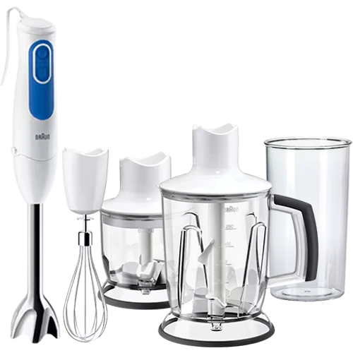 Braun MultiQuick 3 Hand Blender MQ3045 Aperitive - 700W Powerful Motor - POWERBell Plus Technology - SplashControl Technology - Dual Speed Control - White / Blue