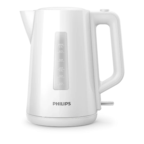 Philips Kettle HD9318/01 3000 Series - 1.7L Capacity - 2200W High Power - Multi-Safety System - Flat Heating Element - White