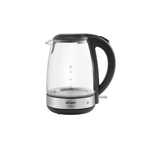 Arzum Glassy Kettle AR3071 - 1.7L Capacity - 2200W High Power - Smart Safety System - LED Backlight - Glass