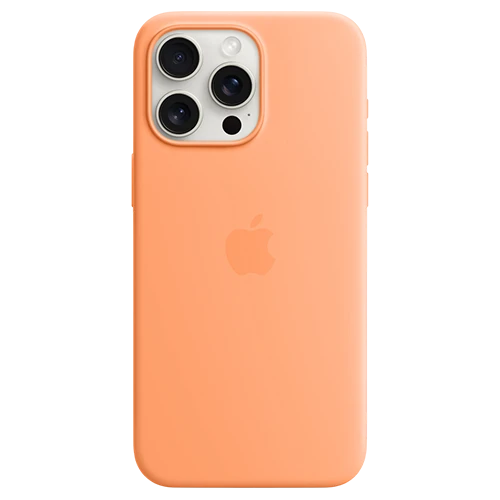 iPhone 15 Pro Silicone Case with MagSafe MT1H3ZM/A - Soft-Touch Silicone - Microfiber Lining - Slim and Lightweight Design - Orange Sorbet