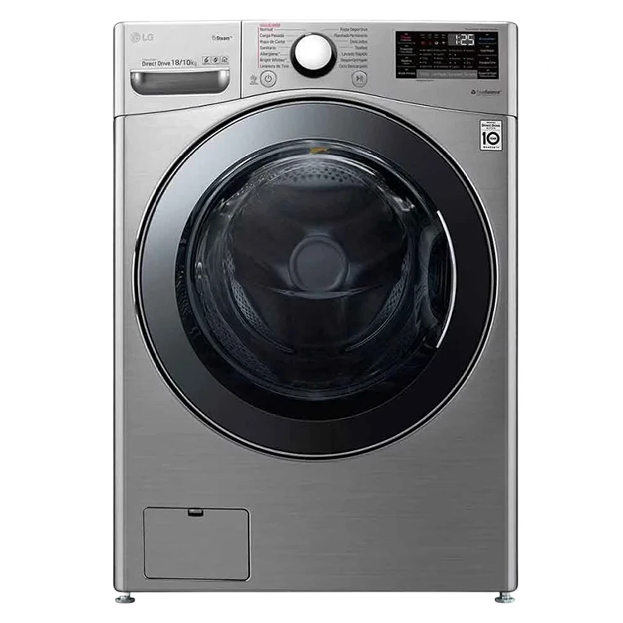 LG Front Load Washer & Dryer WDV1901SRV - 18/10 Kg Capacity - Dual Inverter Direct Drive Motor - TurboWash Technology - 6Motion Direct Drive - Pause & Add Items - Low Ampere Cycle - Silver