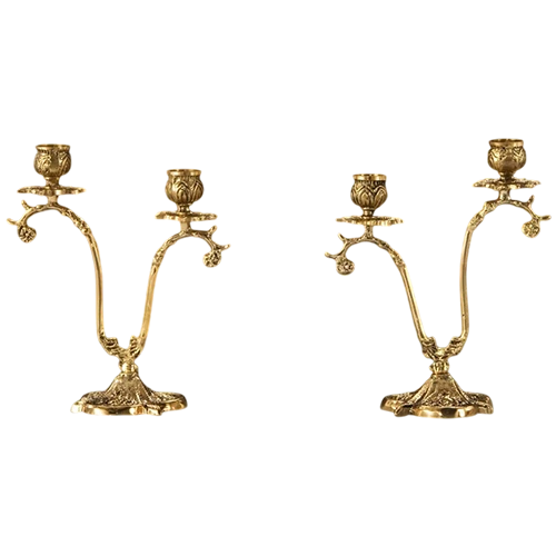 Virtus Antique Pair of Candelabras 2 Arms Finos 4106 - Gold