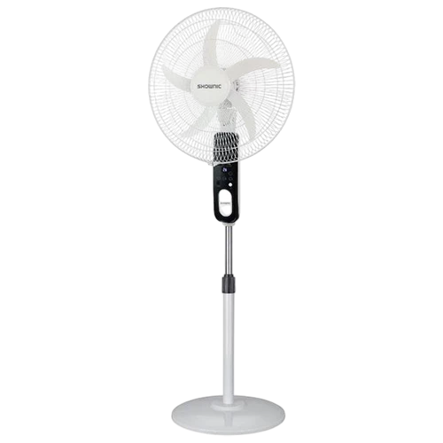 Shownic 18-Inch Rechargeable Stand Fan EFR-18R65SW - 5 Adjustable Speed Settings - 12-Hour Battery Runtime - 100% Copper Motor - Black / White
