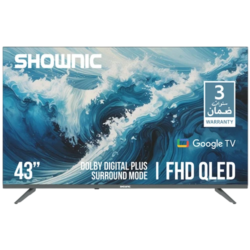 Shownic Smart Television QLED FHD TS-43AFHGD - 43 Inch QLED Display - Official Google TV - Advanced Color Filter - Dolby Digital Plus Audio - Black