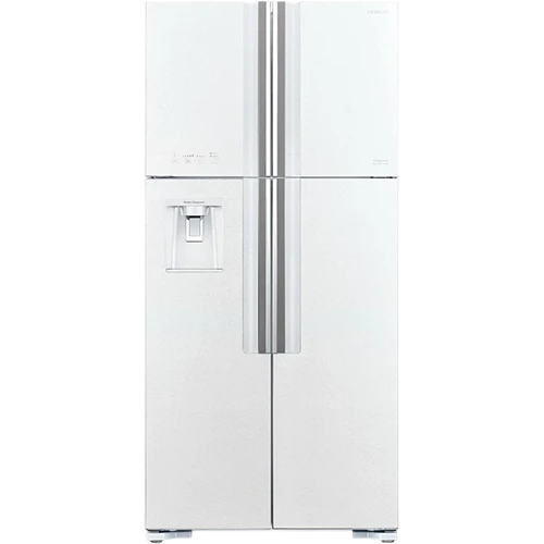 Hitachi Four Door French Door Refrigerator R-W760PUQ7-GPW - 20 ft With Inverter and Dual Fan Cooling - Nano Titanium Filter - Glass Pure White