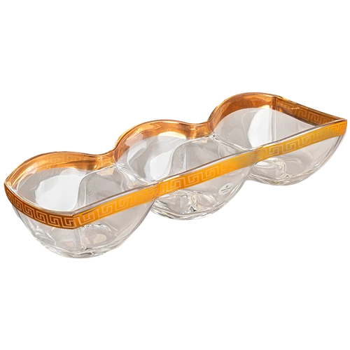 Astra Gold Crystal Danieli MD Three-Bowl 39x13cm – 1 Piece – Antique Golden Classic Decor