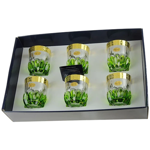 Art Décor Glass Model A4578 - Set of 6 Pieces - Dof Adagio Design 02 Oro + Lance Verde - Green