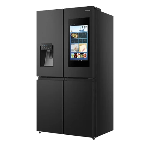 Hisense French Door Pure Flat Refrigerator RQ759N41BU1 - 26 ft. Capacity - Smart Touch Screen with WiFi - My Fresh Choice Convertible Zone - Triple Cooling System - Durable Inverter Technology - Ice and Water Dispenser  - Black