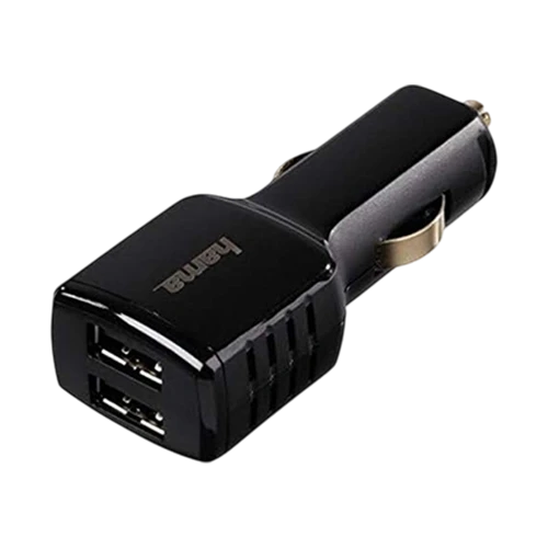 Hama Dual USB Car Charger U614148 - 4.8A - Dual USB Ports - LED Indicator -Sleek Black Design - 12V Car Compatibility - Black