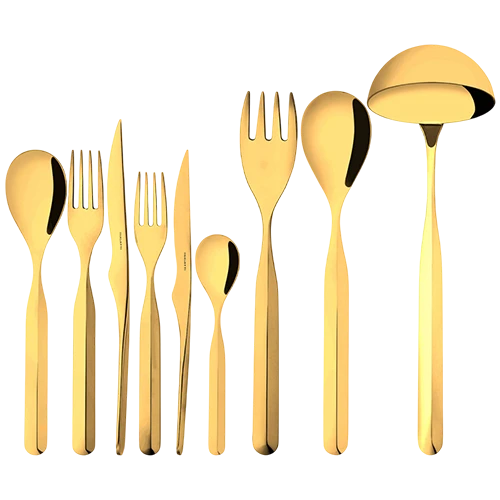 Bugatti Cutleries Vidal Gold 75 Pieces Set in Wengé Wood Box IGD-075W60MB - Gold