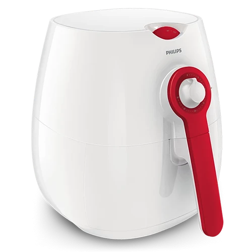 Philips Daily Collection Air Fryer Size L HD9217/01 - 1425 W - Rapid Air Technology - Manual Time & Temperature Control - White/Red