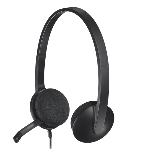 Logitech H340 USB Computer Headset - Plug-and-Play USB-A - Digital Stereo Sound - Clear Online Communication - Noise-Cancelling Bi-directional Mic - Black