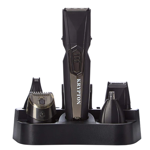 Krypton 9 in 1 Grooming Set KNTR6154 - Precision Stainless Steel Blades - 60 Minutes Playback Time - Cordless & Portable Design - Easy Maintenance - Black/Gold