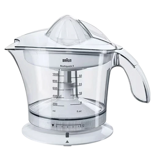 Braun Multiquick 3 Citrus Juicer MPZ 9 - 20W Motor - 1L Transparent Jug - Adjustable Pulp Control - Dual Rotation - White
