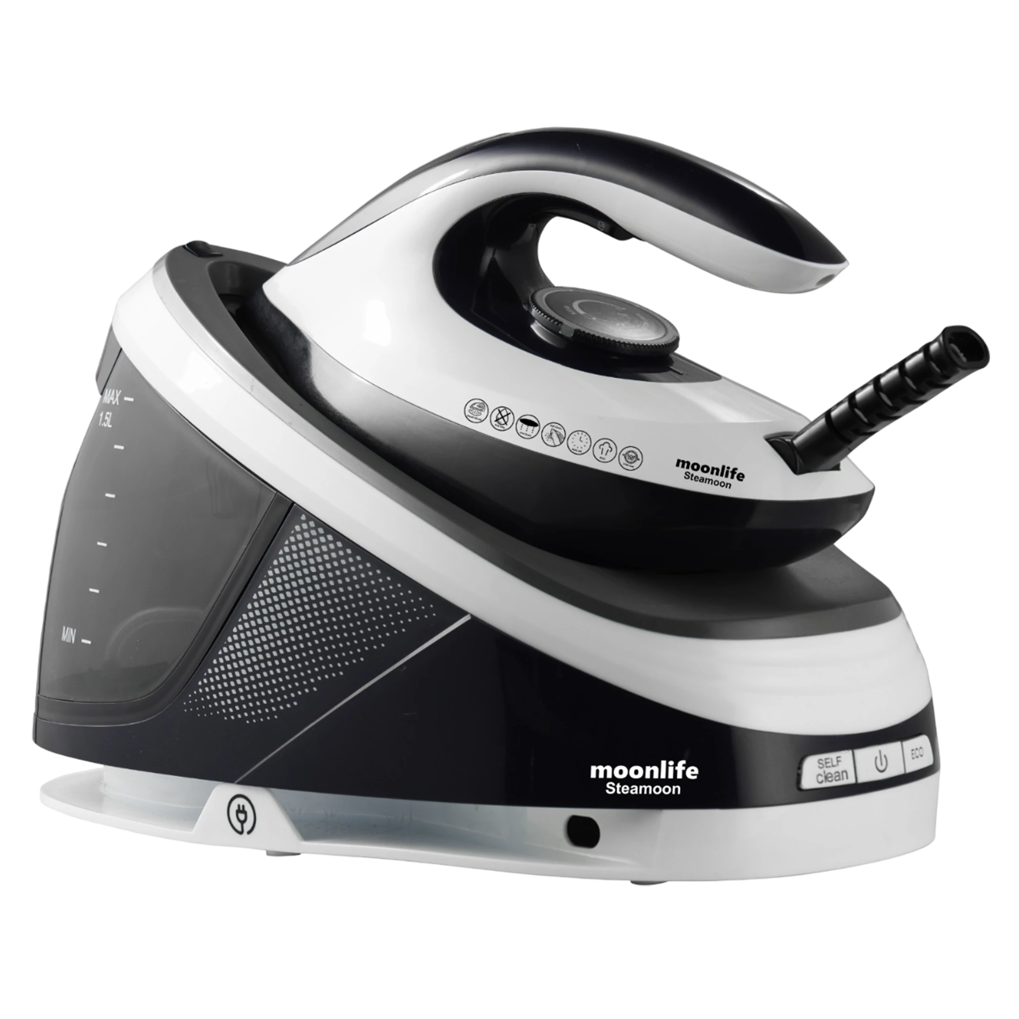 Moonlife Steamoon Steam Generator Iron MF914 - 3100W Power - 8 Bar Pressure - 1.5L Water Tank - Ceramic Soleplate - Black/White