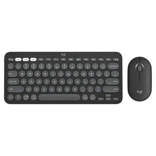 Logitech Pebble 2 Combo Keyboard and Mouse MK380S - 60% Layout - Scissor - Dual Wireless Connectivity - Multi-Device Easy-Switch - Graphite