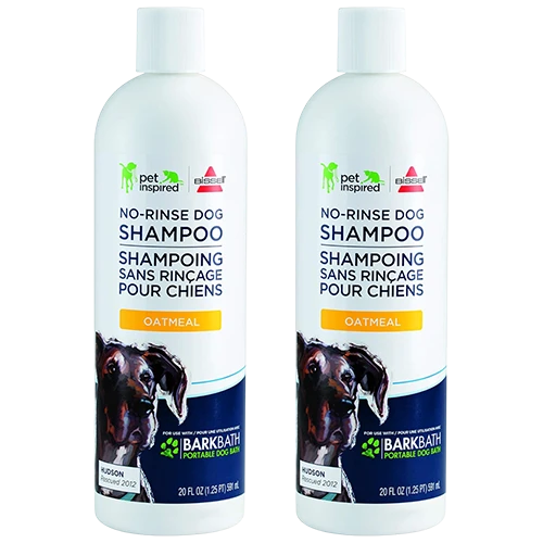 Bissell Oatmeal No-Rinse Dog Shampoo for Barkbath - 2-Pack (27961) - Oatmeal & Aloe Formula - Alcohol-Free - Odor Neutralizer - White