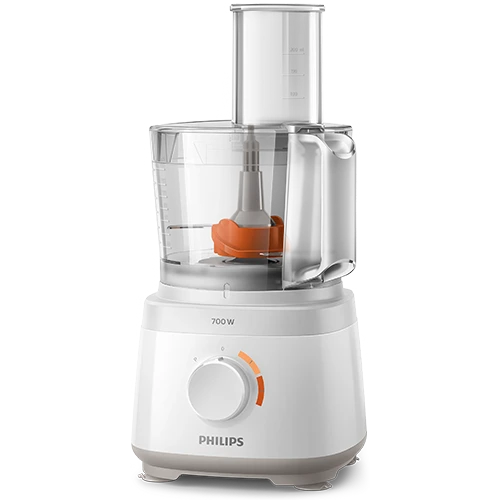 Philips Daily Collection Compact Food Processor HR7320/01 - 700W - 1.5 Liter Bowl Working Capacity - 19+ Functions - Space-Saving Design - White