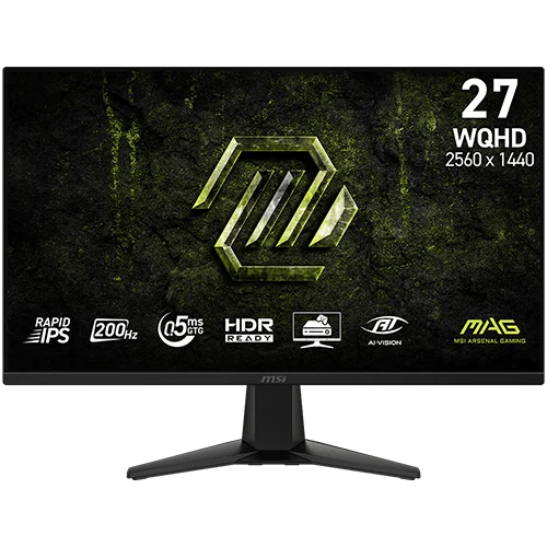 MSI Mag 275QF E20 Gaming Monitor - 27 Inch - 2K WQHD - Rapid IPS - 200Hz 0.5ms - AMD FreeSync Premium - Black